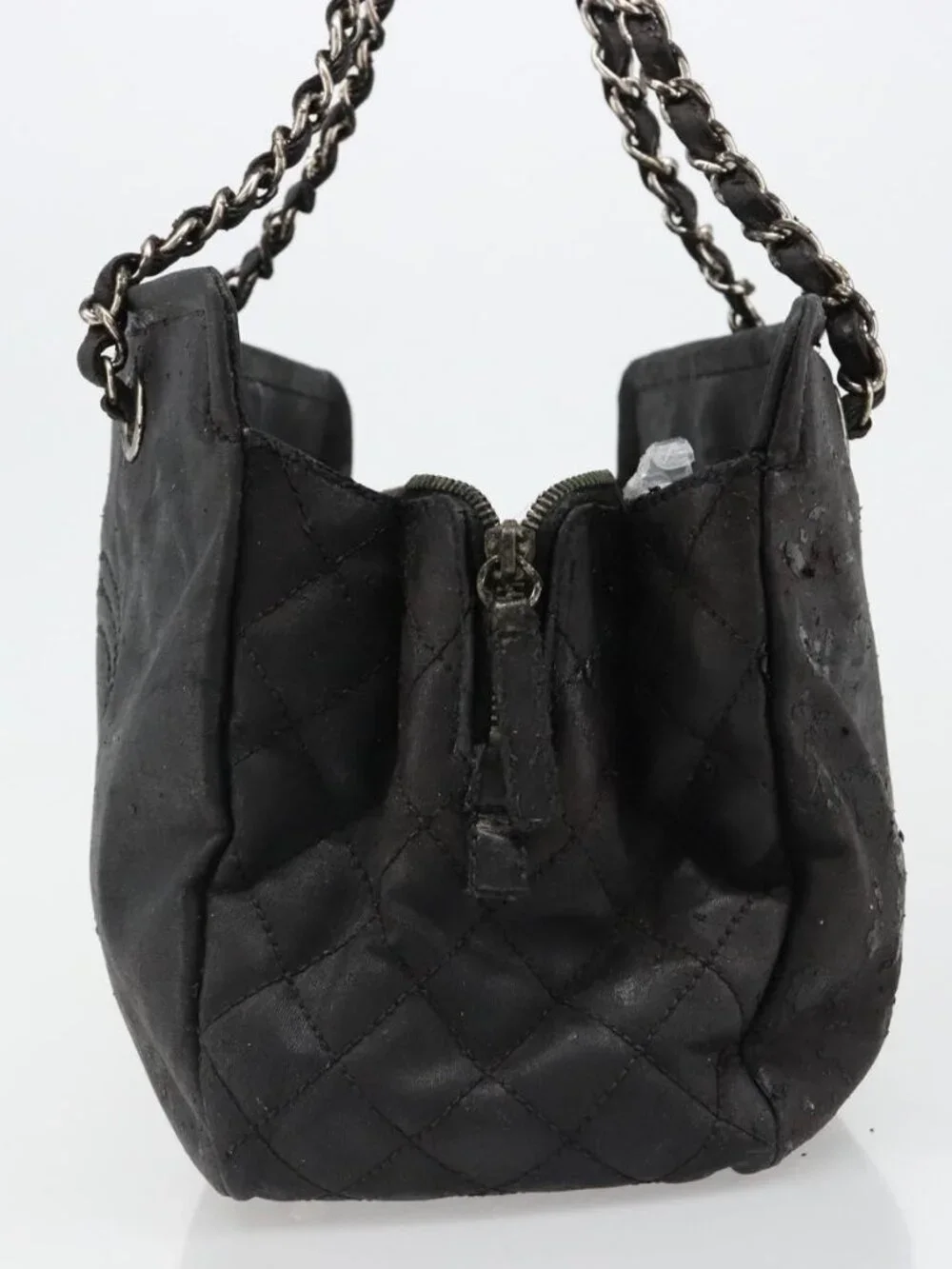 CHANEL COCO Mark Chain Shoulder Bag Patent leather Black Gold CC Auth hk3337
